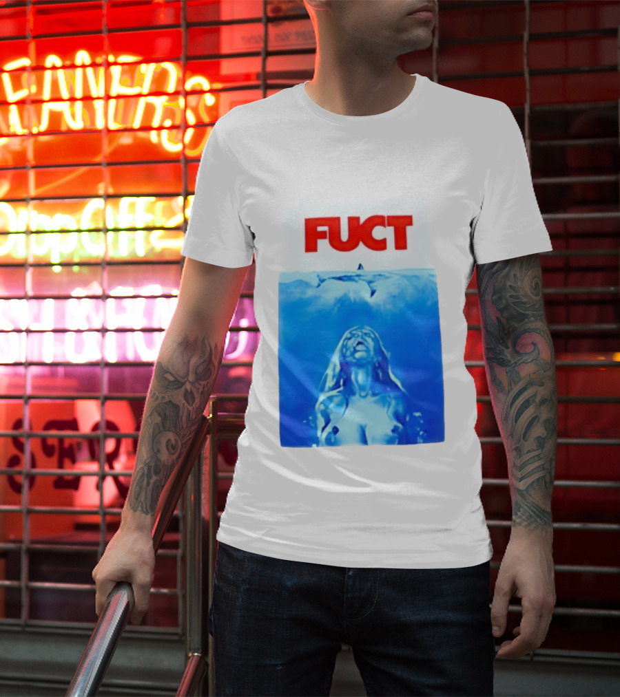 FUCT Jaws Ocean Shark Woman Swimming T-Shirt