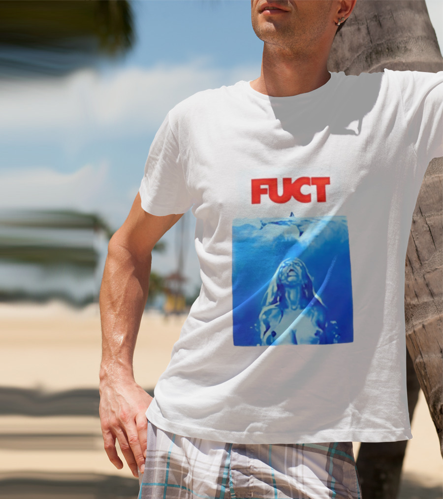 FUCT Jaws Ocean Shark Woman Swimming T-Shirt