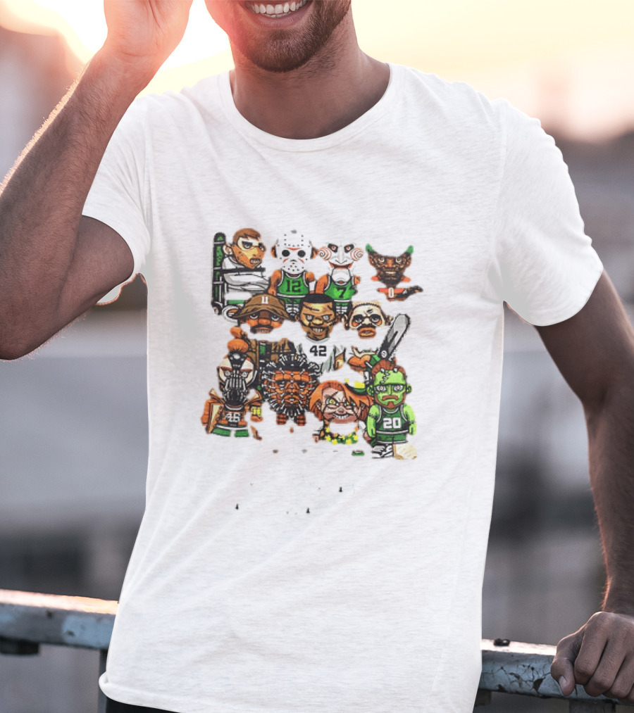 Nightmare Causeway Street Boston Celtics Horror Icons Mashup T-Shirt