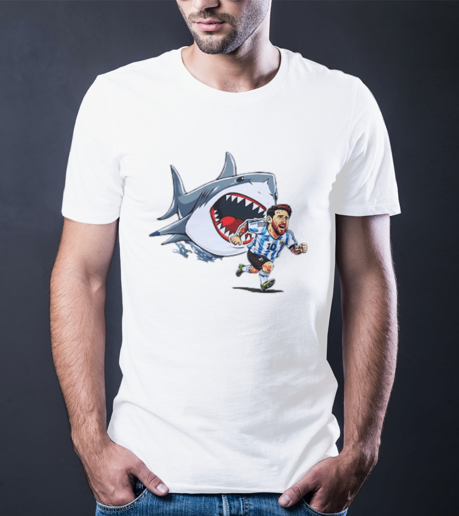 Lionel Messi Argentina Great White Shark Chase Soccer Star T-Shirt