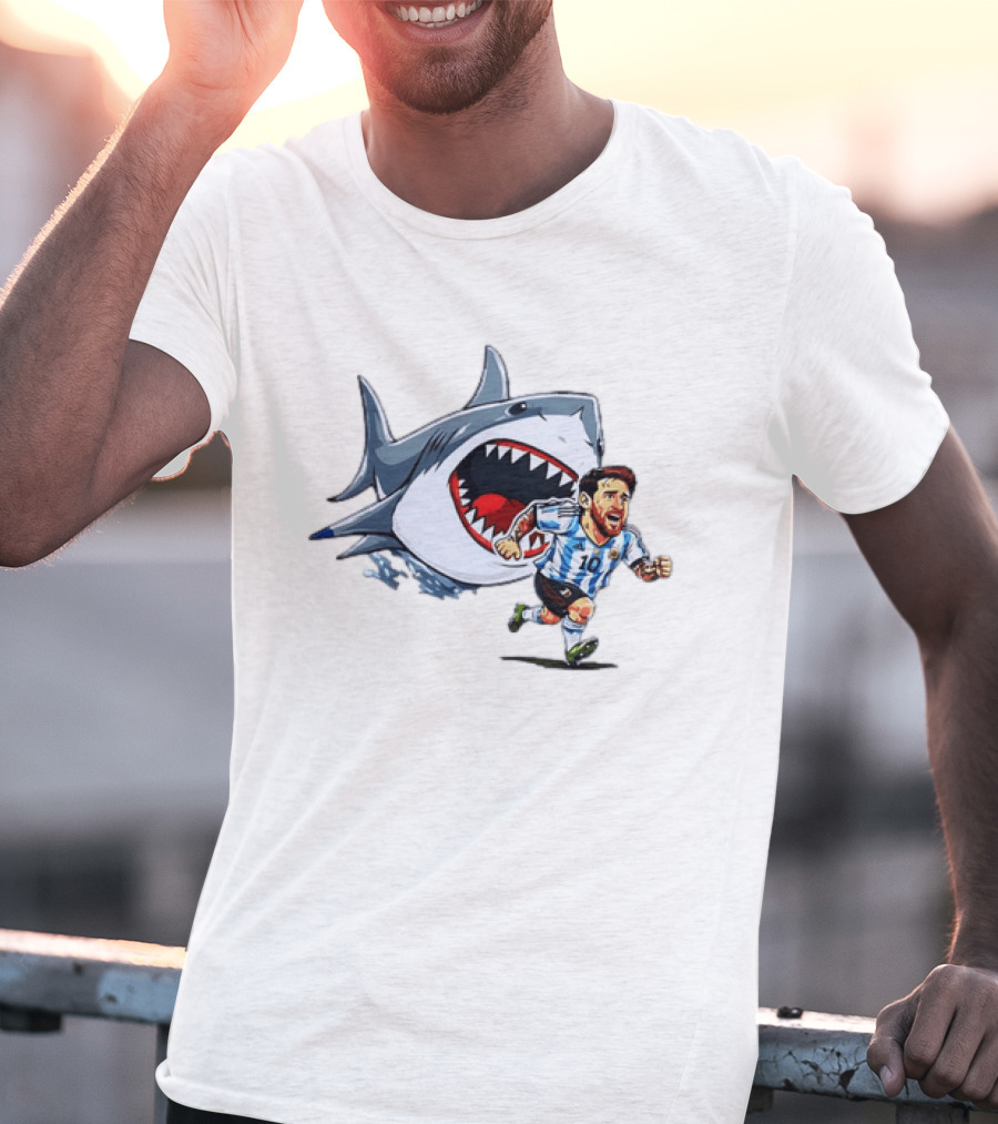 Lionel Messi Argentina Great White Shark Chase Soccer Star T-Shirt