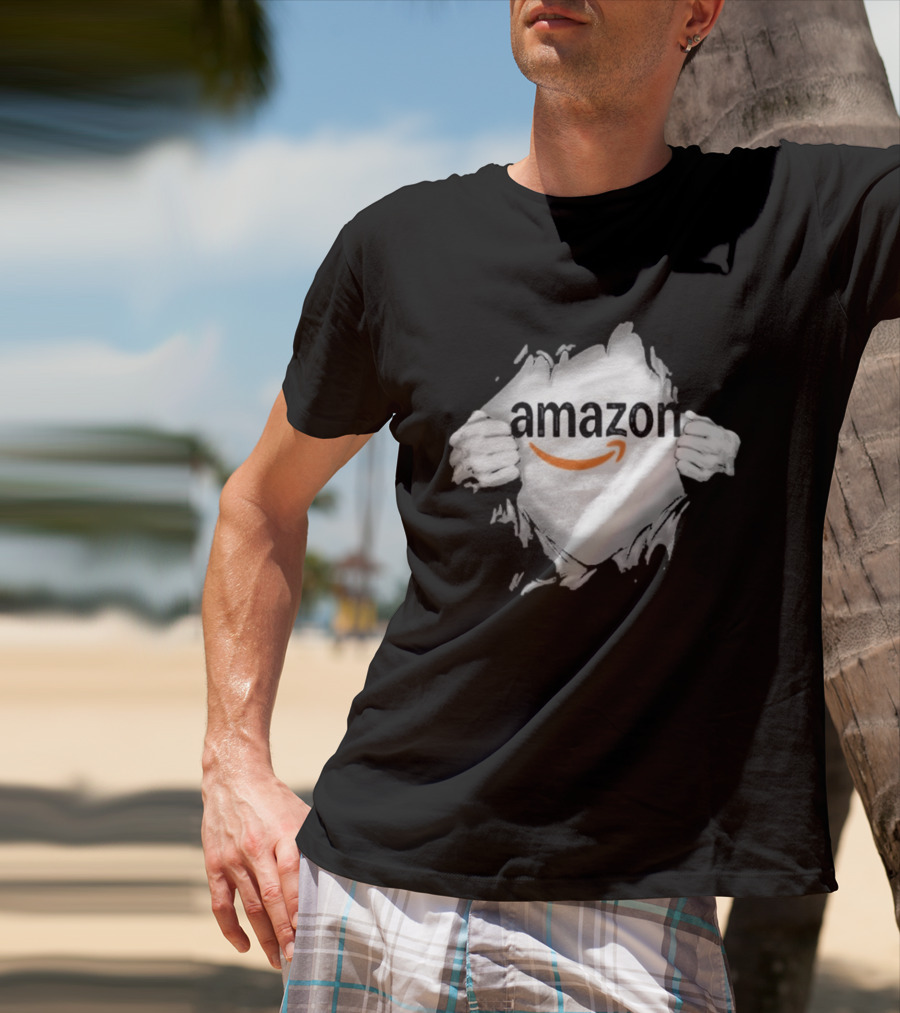 Amazon Ripped Chest Superhero Torn Employee T-Shirt