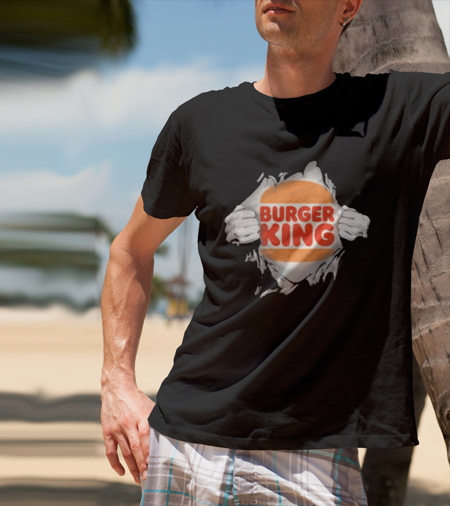Burger King Ripped Chest Superhero Torn Employee T-Shirt