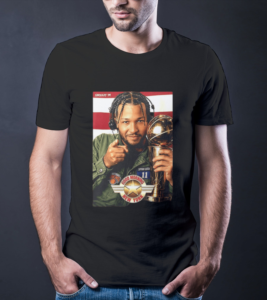 Jalen Brunson New York Knicks Captain Clutch 11 Good Morning New York NBA Trophy T-Shirt