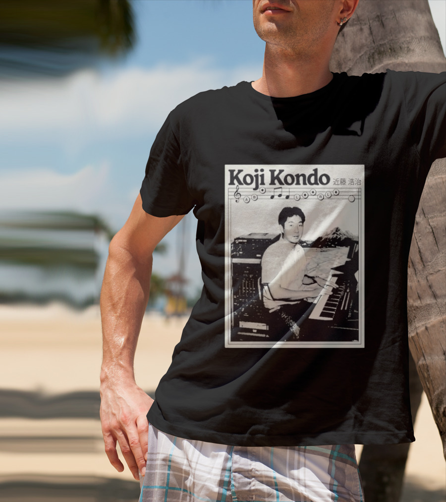 Koji Kondo Iconic Music Composer With Musical Notes And Piano Mastery T-Shirt