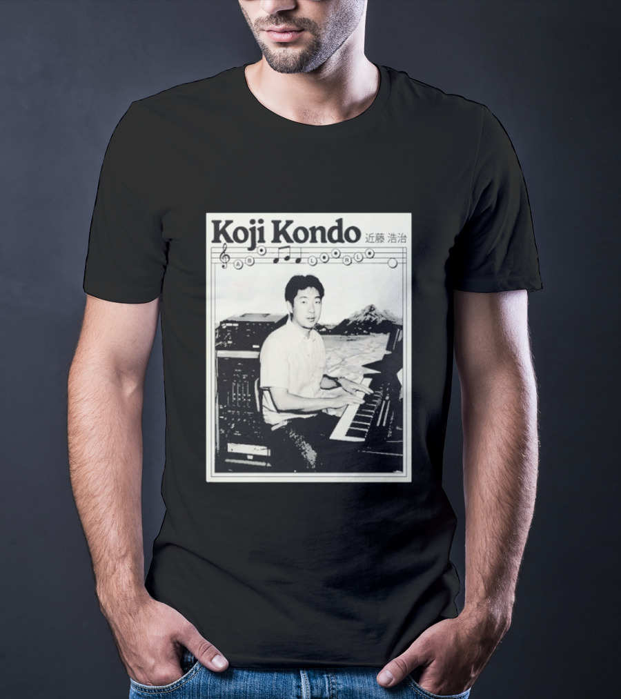 Koji Kondo Iconic Music Composer With Musical Notes And Piano Mastery T-Shirt