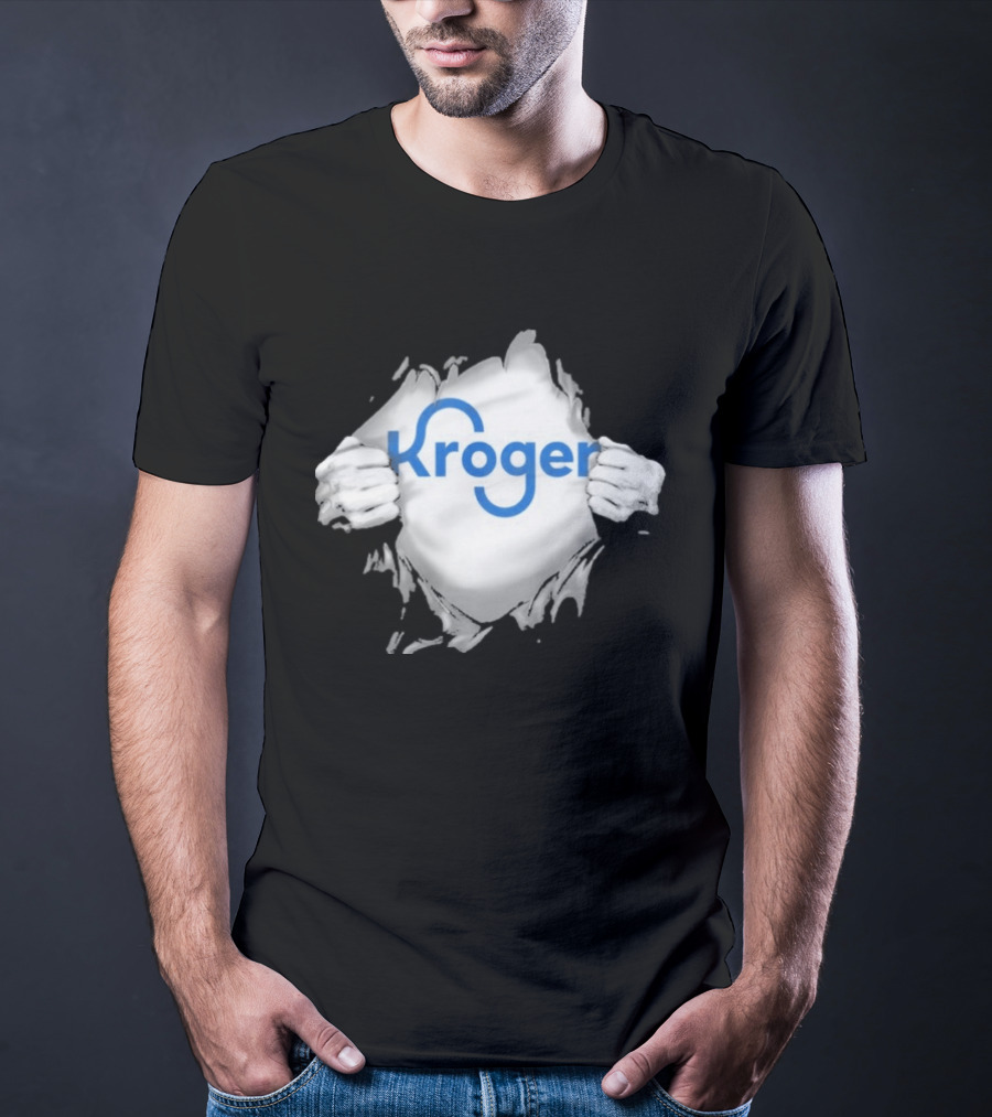 Kroger Ripped Chest Superhero Torn Employee T-Shirt