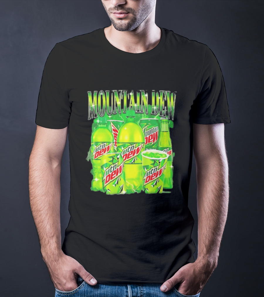 Mountain Dew Green Beverage Collection Bottles And Cans T-Shirt