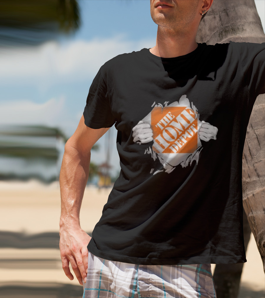 The Home Depot Ripped Chest Superhero Torn Employee T-Shirt