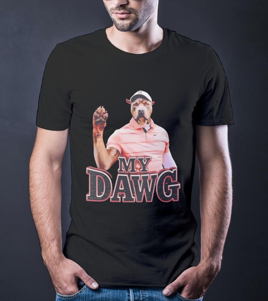 Tiger Woods Golfing Pitbull My Dawg T-Shirt