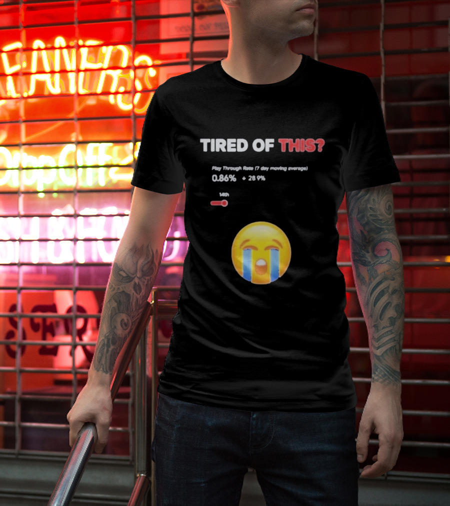 Tired Of This Play Through Rate 0.86% Crying Emoji Trend T-Shirt