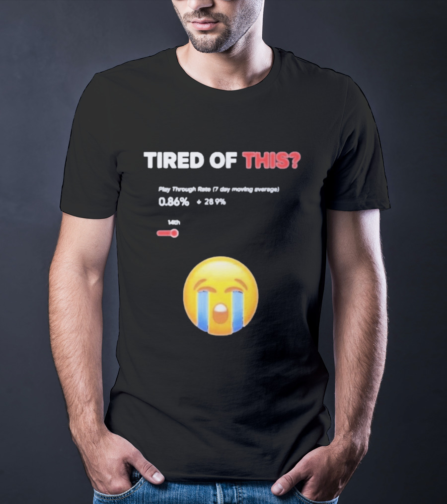 Tired Of This Play Through Rate 0.86% Crying Emoji Trend T-Shirt