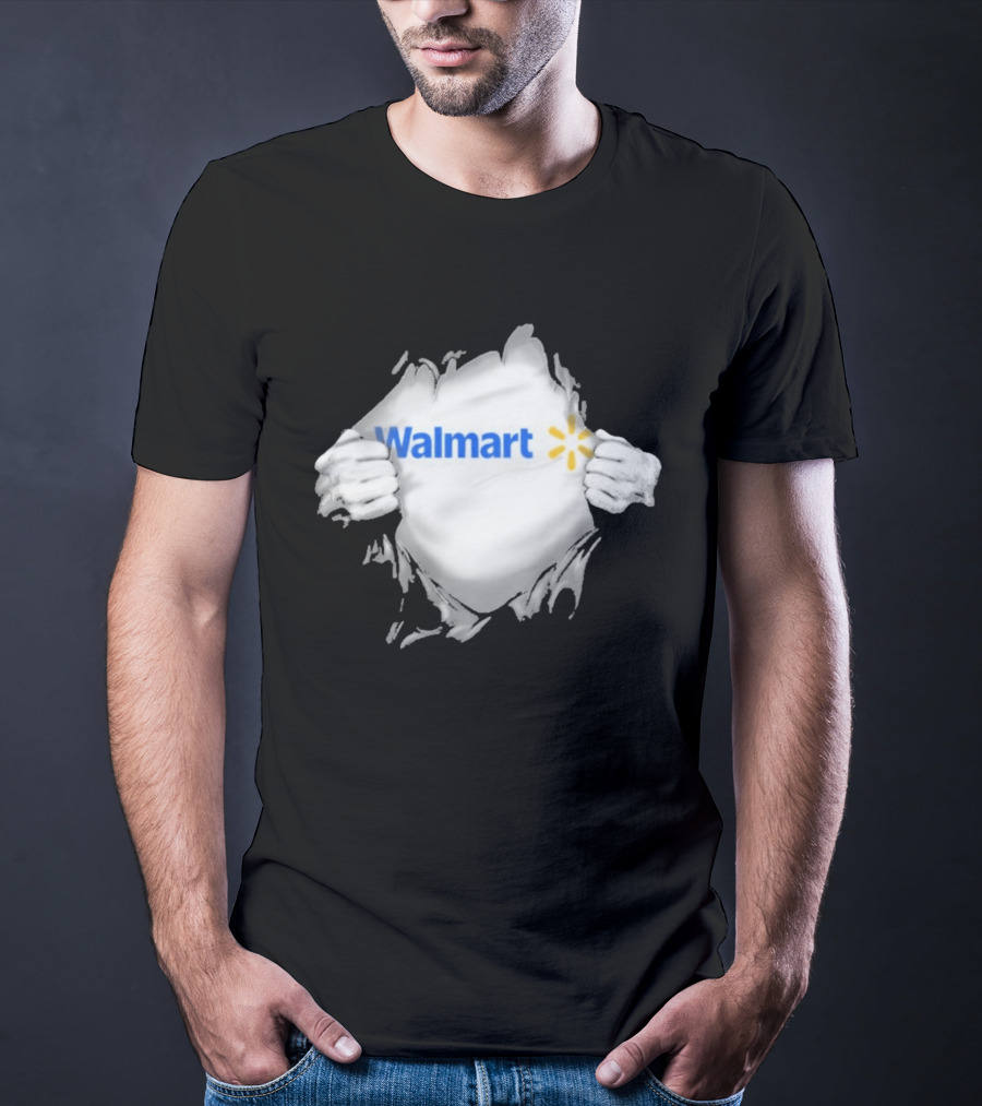 Walmart Ripped Chest Superhero Torn Employee T-Shirt