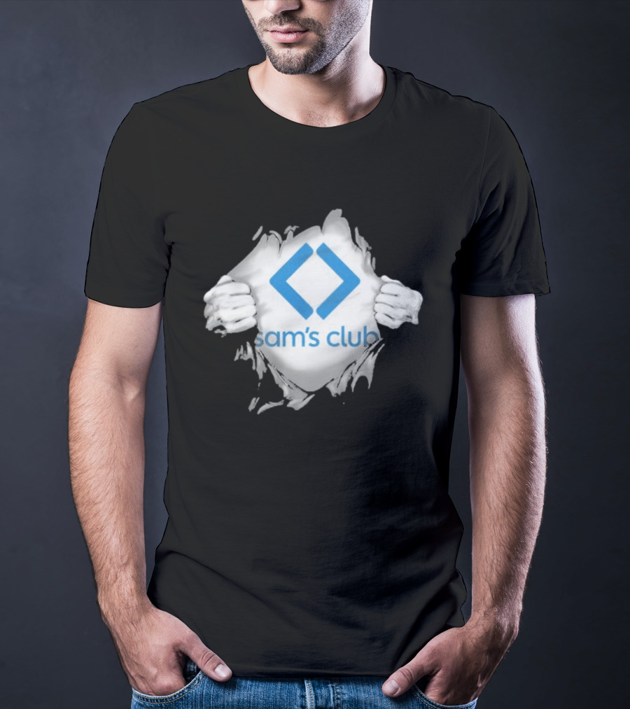 Sam's Club Ripped Chest Superhero Torn Employee Sam's Club T-Shirt