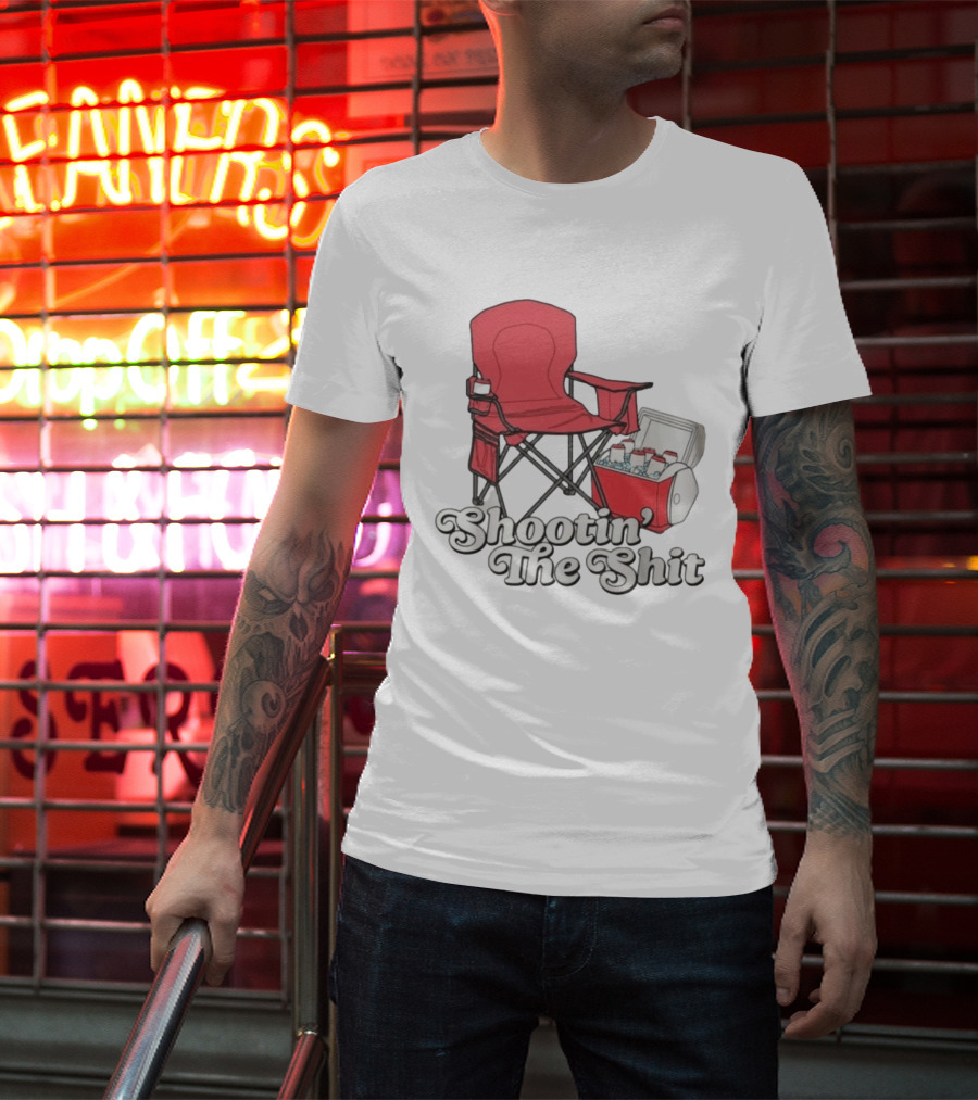 Shootin' The Shit Red Chair And Cooler BBQ Vibes T-Shirt