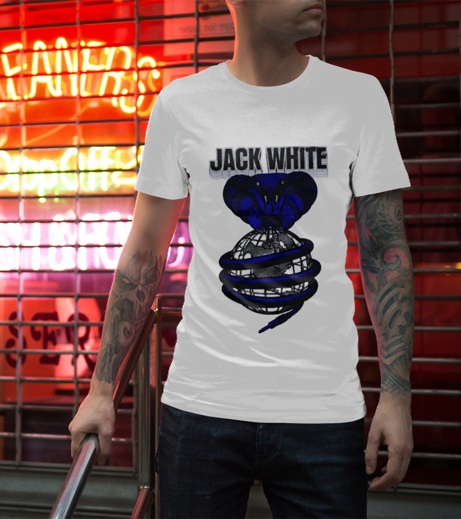 Jack White Cobra Wrapped Around Globe Music Band T-Shirt