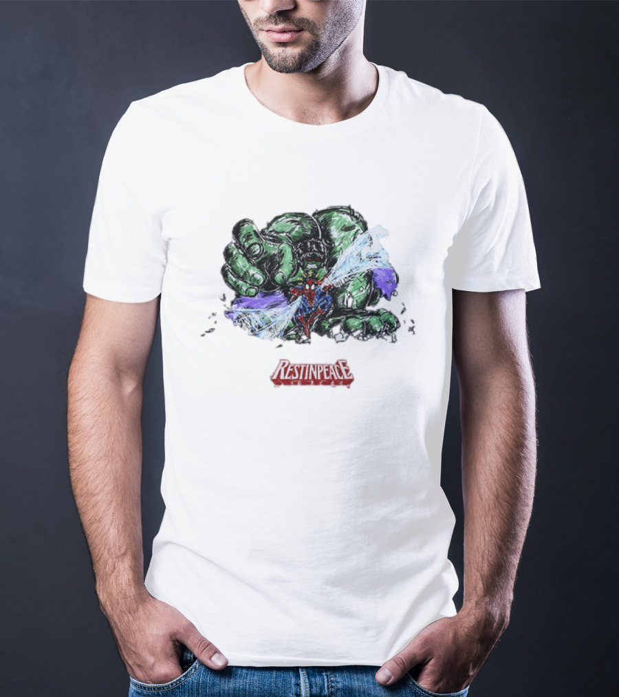 Marvel Comics Spider Man And Hulk Restinpeace Action Scene T-Shirt