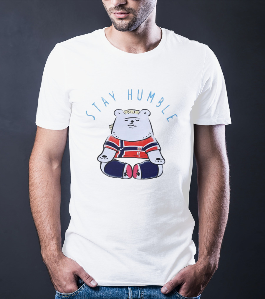 Stay Humble Meditating Bear Norway Erling Haaland Football Team T-Shirt