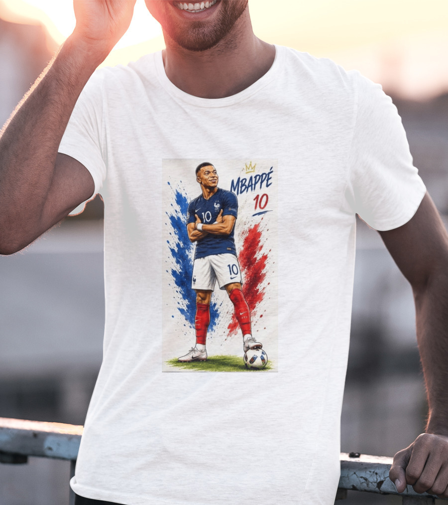 Kylian Mbappé France Soccer KM10 Caricature Star T-Shirt
