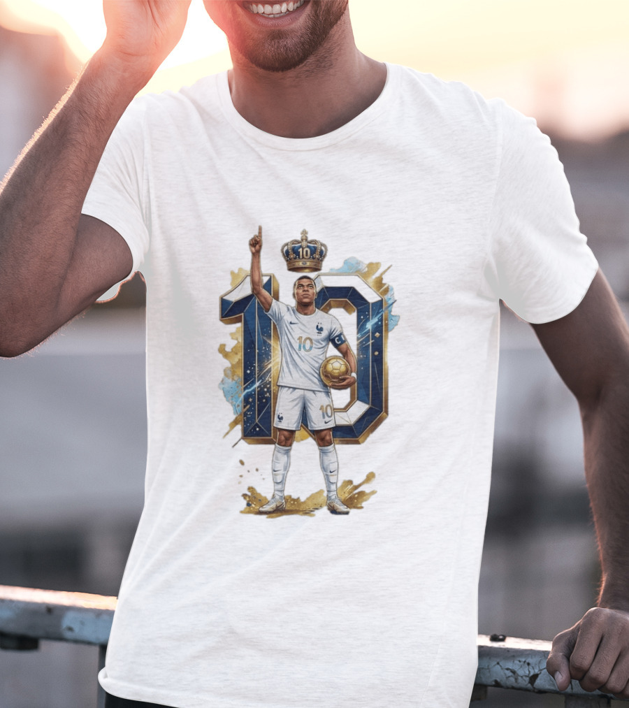 Kylian Mbappe France Number 10 Crowned Footballer T-Shirt