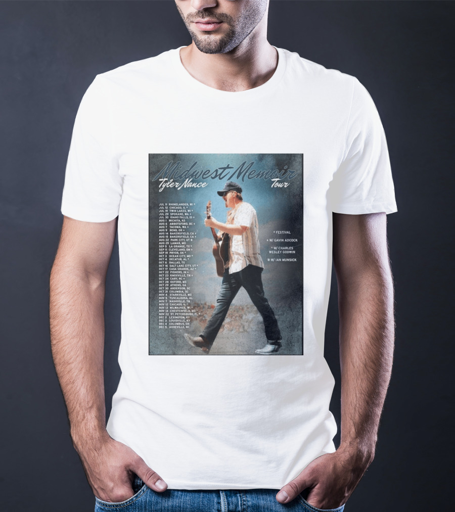 Midwest Memoir Tyler Nance Tour 2026 With Gavin Adcock Charles Wesley Godwin Ian Munsick T-Shirt