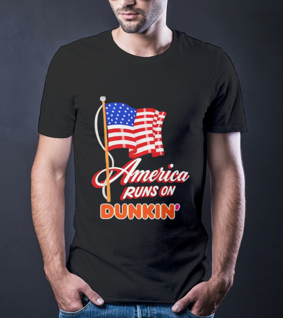 Patriotic America Runs On Dunkin' American Flag Pride T-Shirt