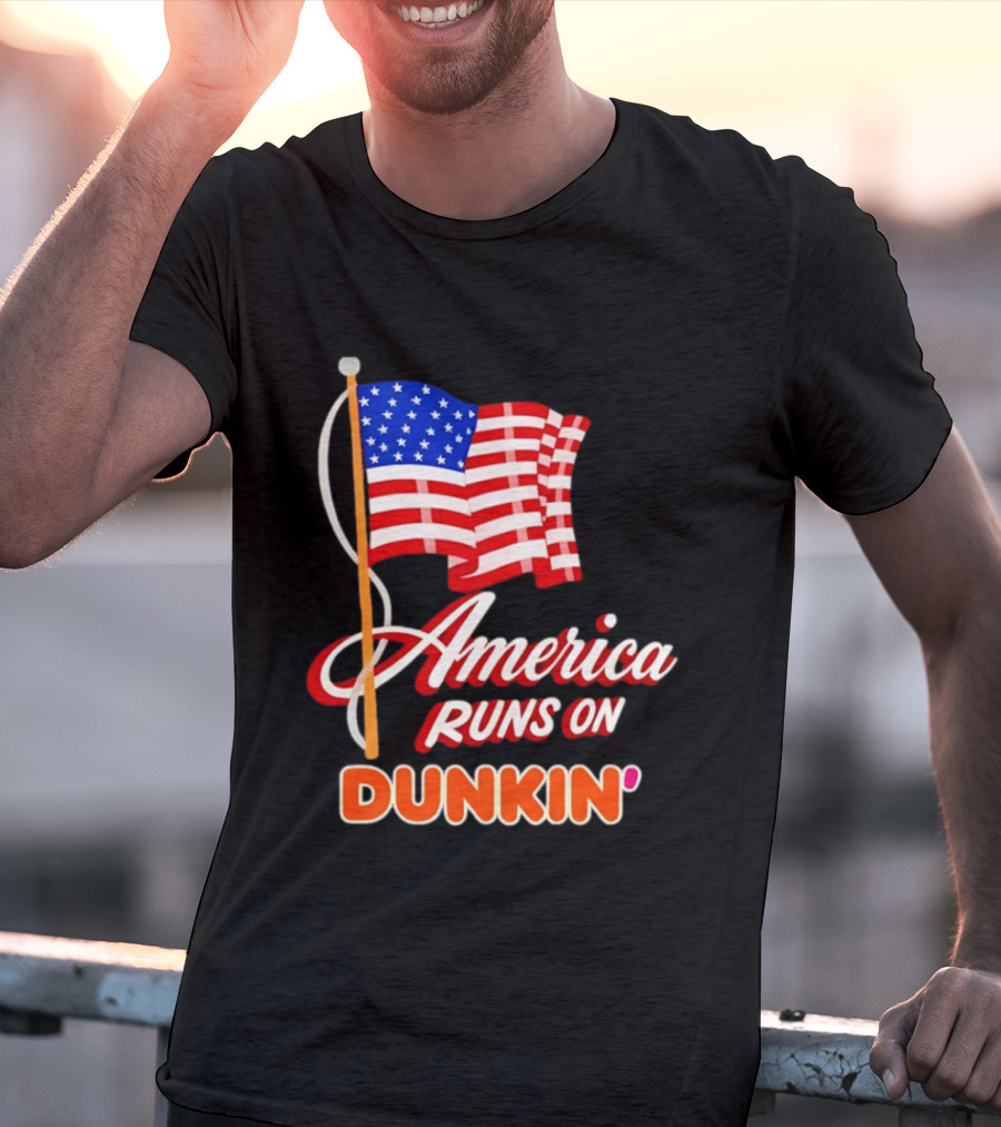 Patriotic America Runs On Dunkin' American Flag Pride T-Shirt