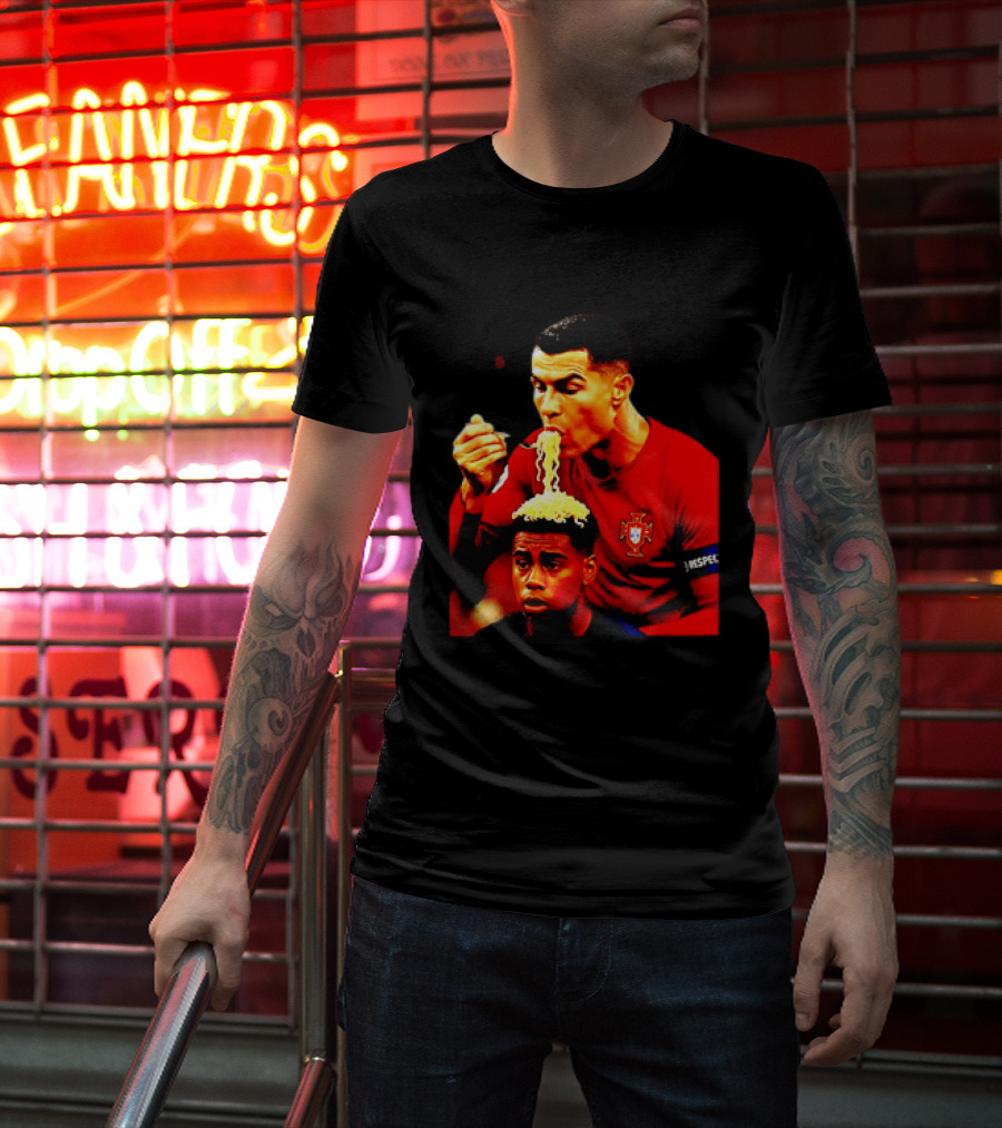 Cristiano Ronaldo Eating Noodles Meme Portugal Football UEFA T-Shirt