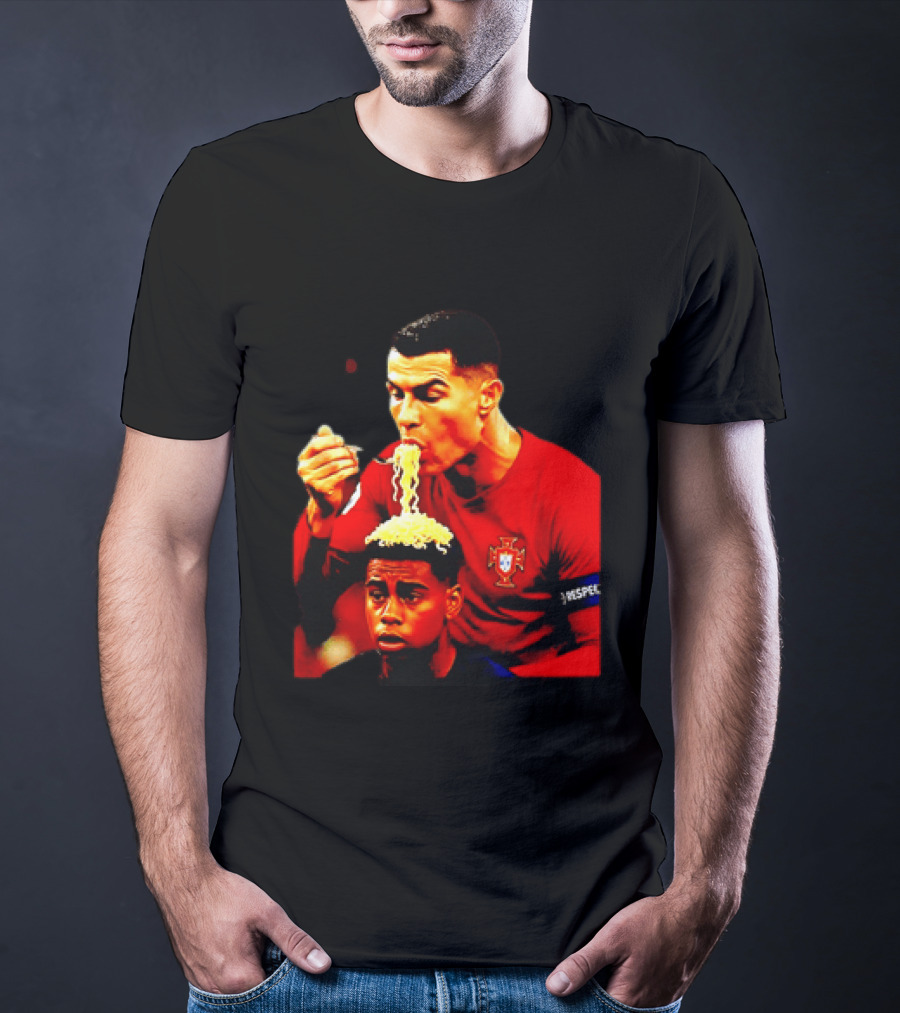 Cristiano Ronaldo Eating Noodles Meme Portugal Football UEFA T-Shirt