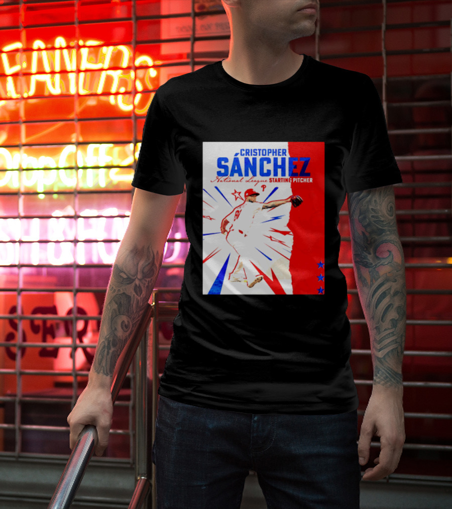 Cristopher Sánchez Philadelphia Phillies National League Starting Pitcher Red White Blue Stars T-Shirt