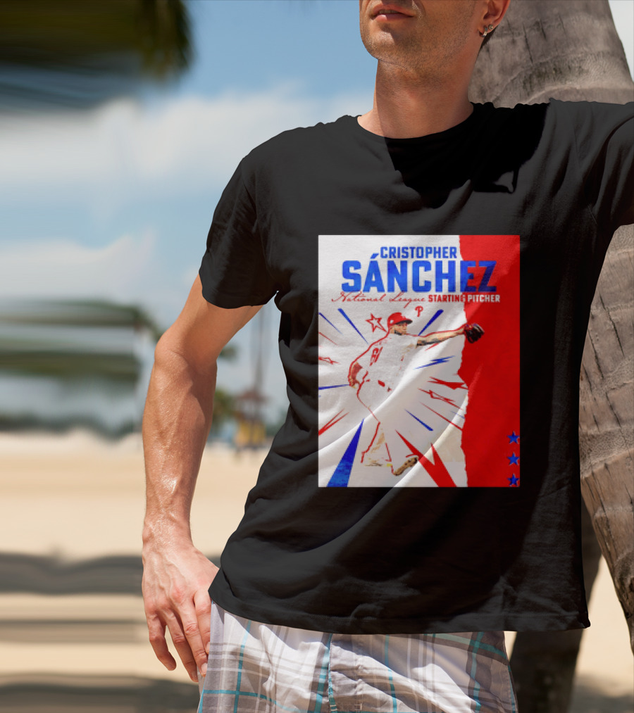 Cristopher Sánchez Philadelphia Phillies National League Starting Pitcher Red White Blue Stars T-Shirt