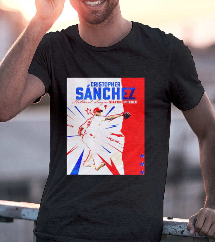 Cristopher Sánchez Philadelphia Phillies National League Starting Pitcher Red White Blue Stars T-Shirt