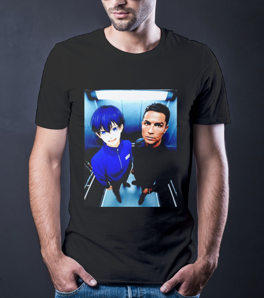 Ema Isagi Cristiano Ronaldo Collaboration Blue Lock Anime Football Star T-Shirt