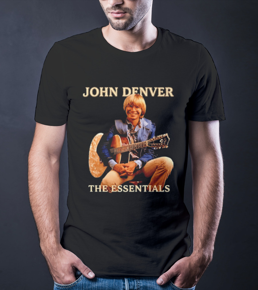 John Denver The Essentials Four Decades Of Folk Music Vintage Guitar T-Shirt