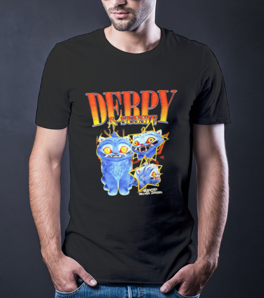Derpy And Sussie KPop Demon Hunters 2026 Blue Cat Stars T-Shirt