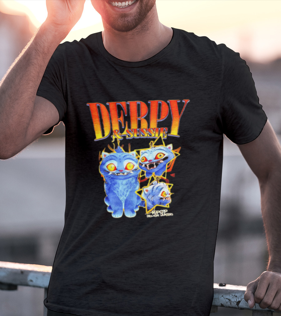 Derpy And Sussie KPop Demon Hunters 2026 Blue Cat Stars T-Shirt