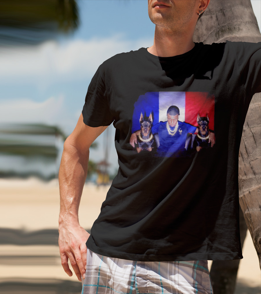 Kylian Mbappe France National Football Team With Dogs French Flag T-Shirt