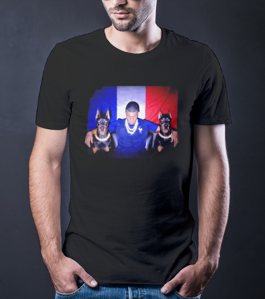 Kylian Mbappe France National Football Team With Dogs French Flag T-Shirt