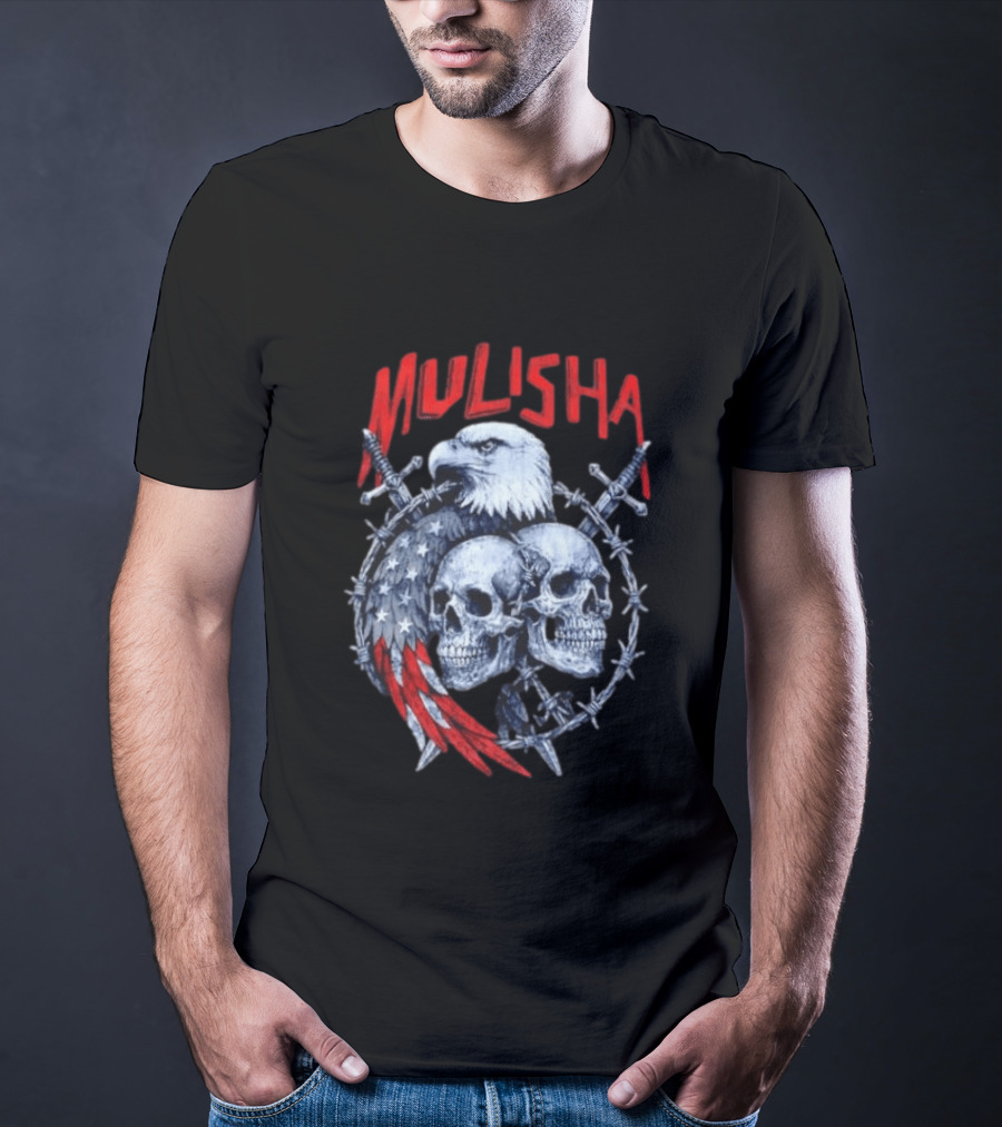 Mulisha Bald Eagle American Flag Skulls And Swords T-Shirt