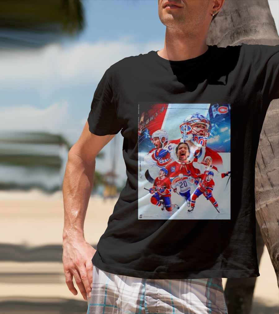 Montreal Canadiens Players And Goalkeeper Collage Featuring Number 20 T-Shirt