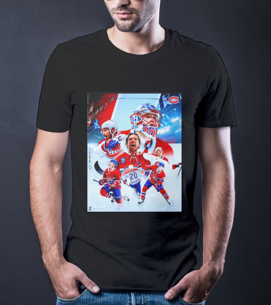 Montreal Canadiens Players And Goalkeeper Collage Featuring Number 20 T-Shirt