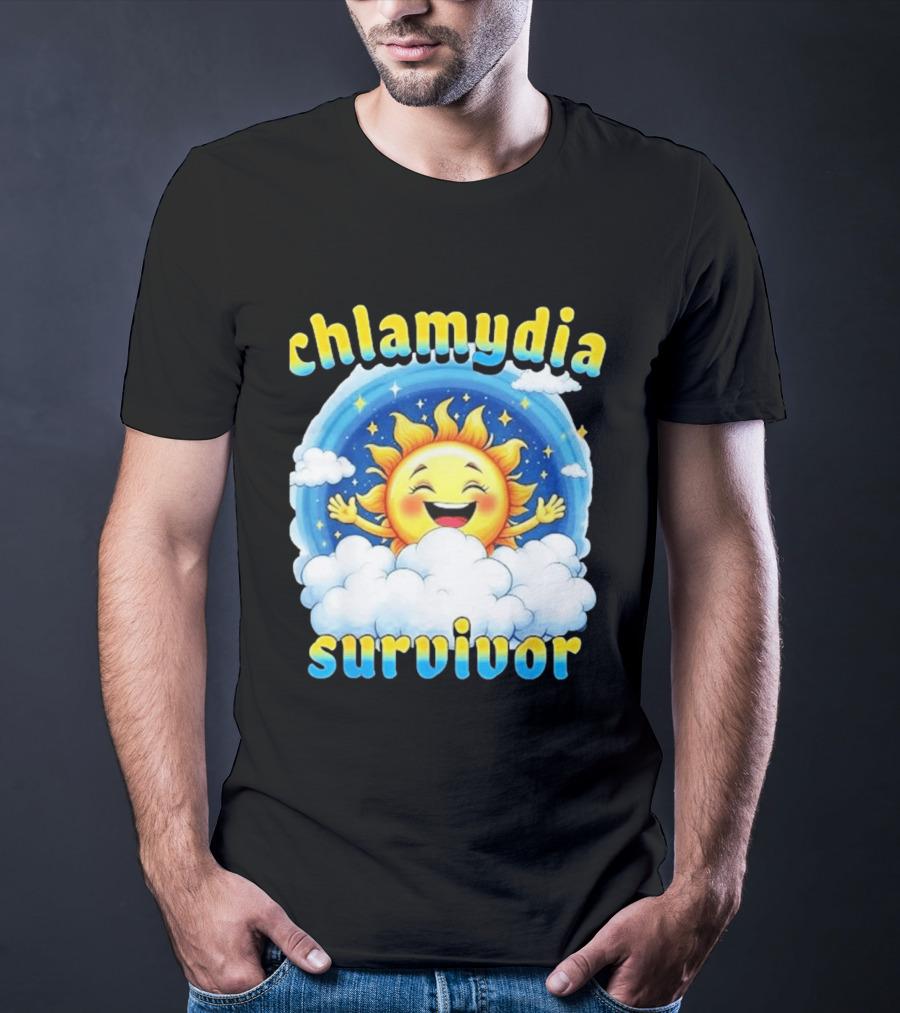 Chlamydia Survivor Sun Cartoon Humor Clouds Sky T-Shirt