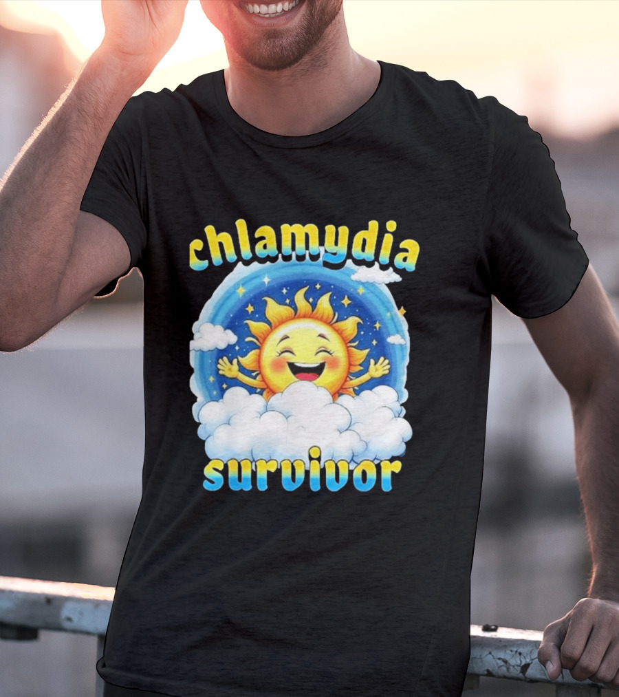 Chlamydia Survivor Sun Cartoon Humor Clouds Sky T-Shirt