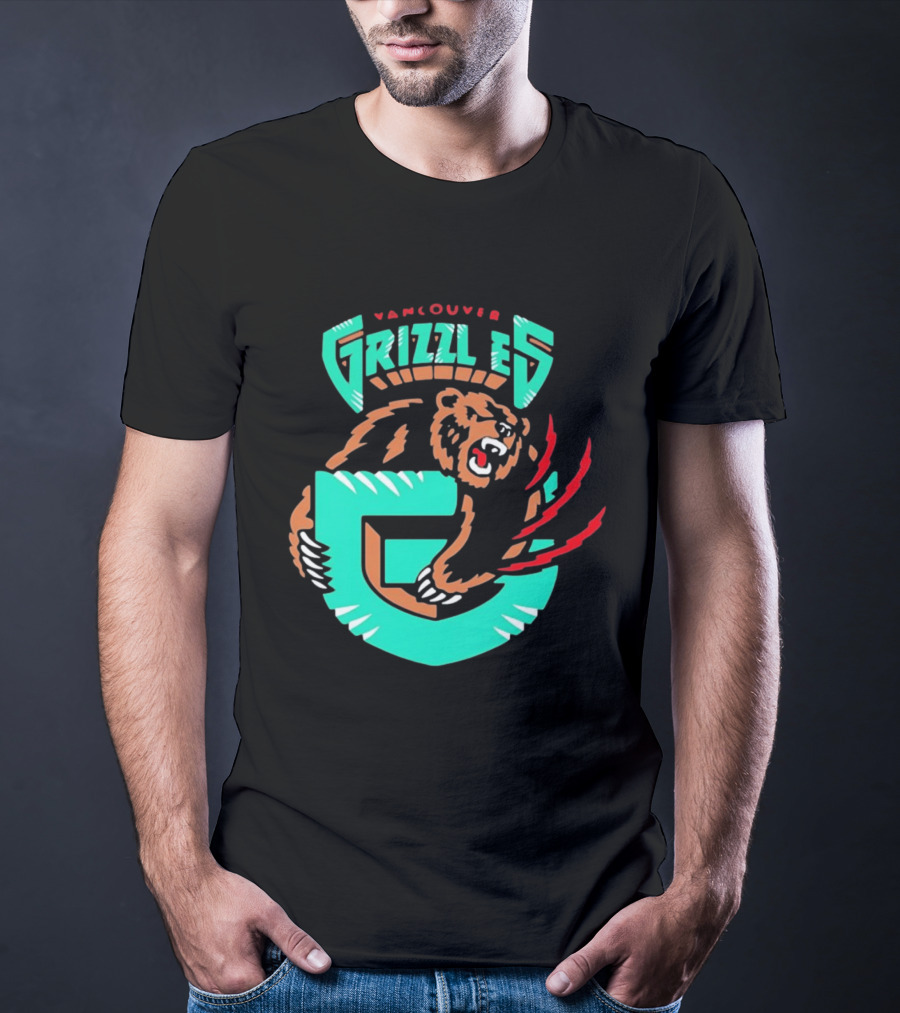 Vancouver Grizzlies Bear Claw Retro Sports Emblem Men's T-Shirt