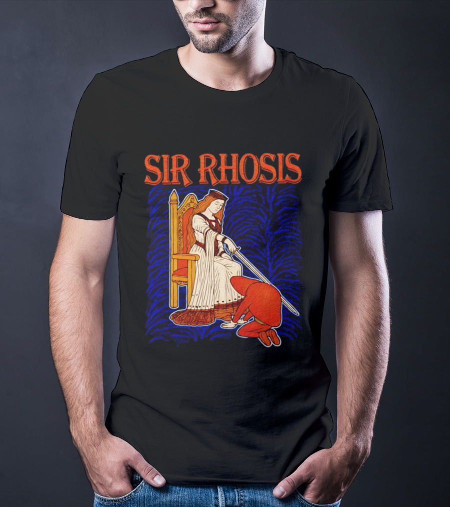 Sir Rhosis Medieval Pun Queen Knight Kneeling T-Shirt
