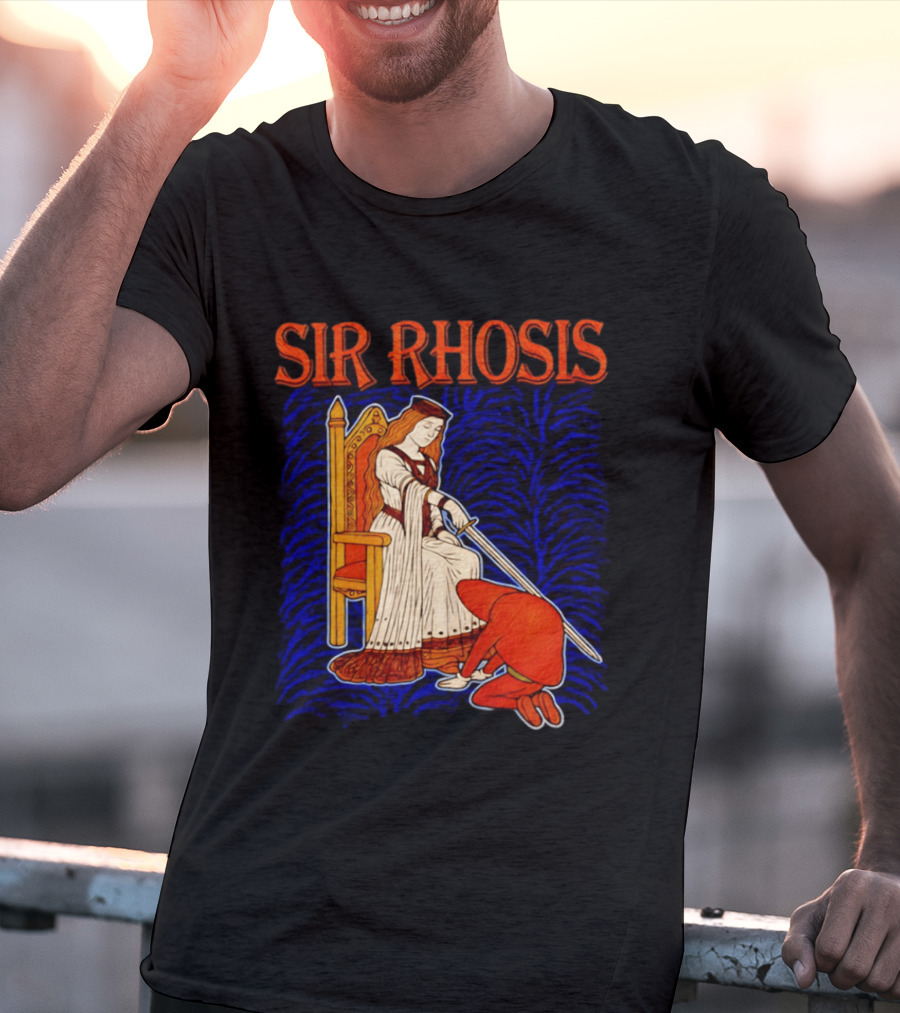 Sir Rhosis Medieval Pun Queen Knight Kneeling T-Shirt