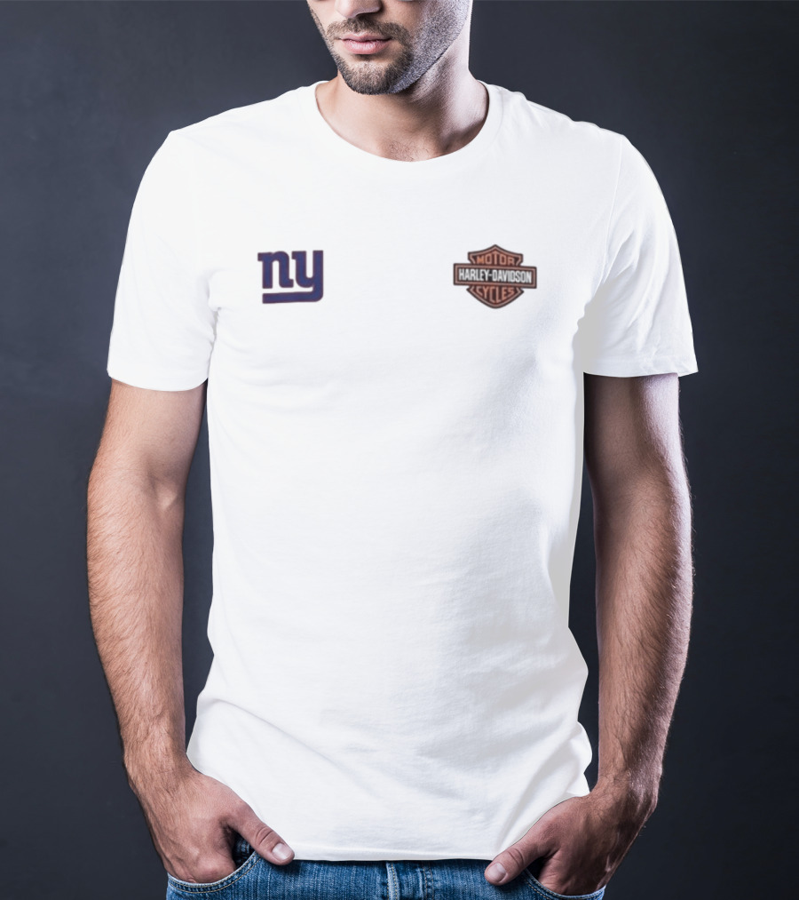 New York Giants Harley Davidson Motor Ride Loud Sundays Roll Built For Game Day T-Shirt