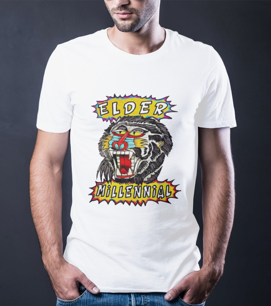 Elder Millennial Baboon Primate Roaring Head T-Shirt