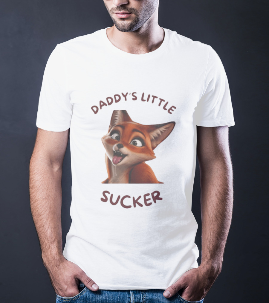 Daddy's Little Sucker Cute Fox Licking Lips T-Shirt