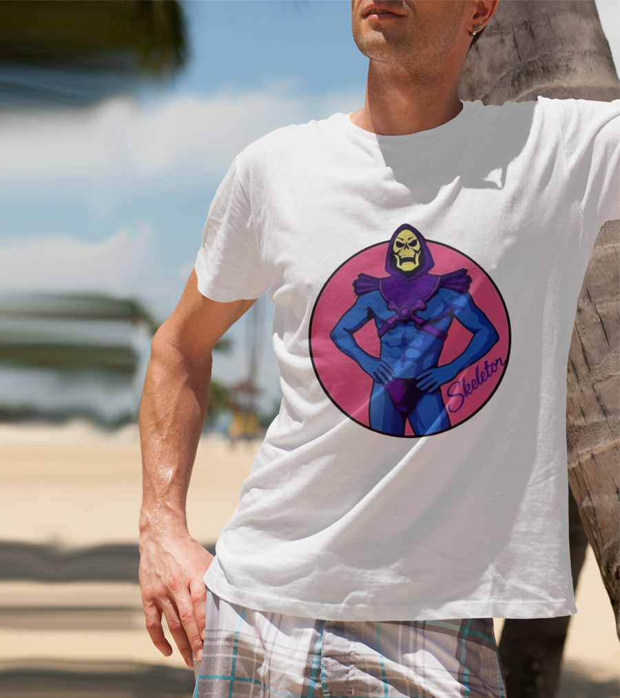 Skeletor Powerful Stance Pink T-Shirt
